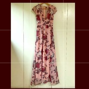 Long Pink Floral Dress Ladies Size Small